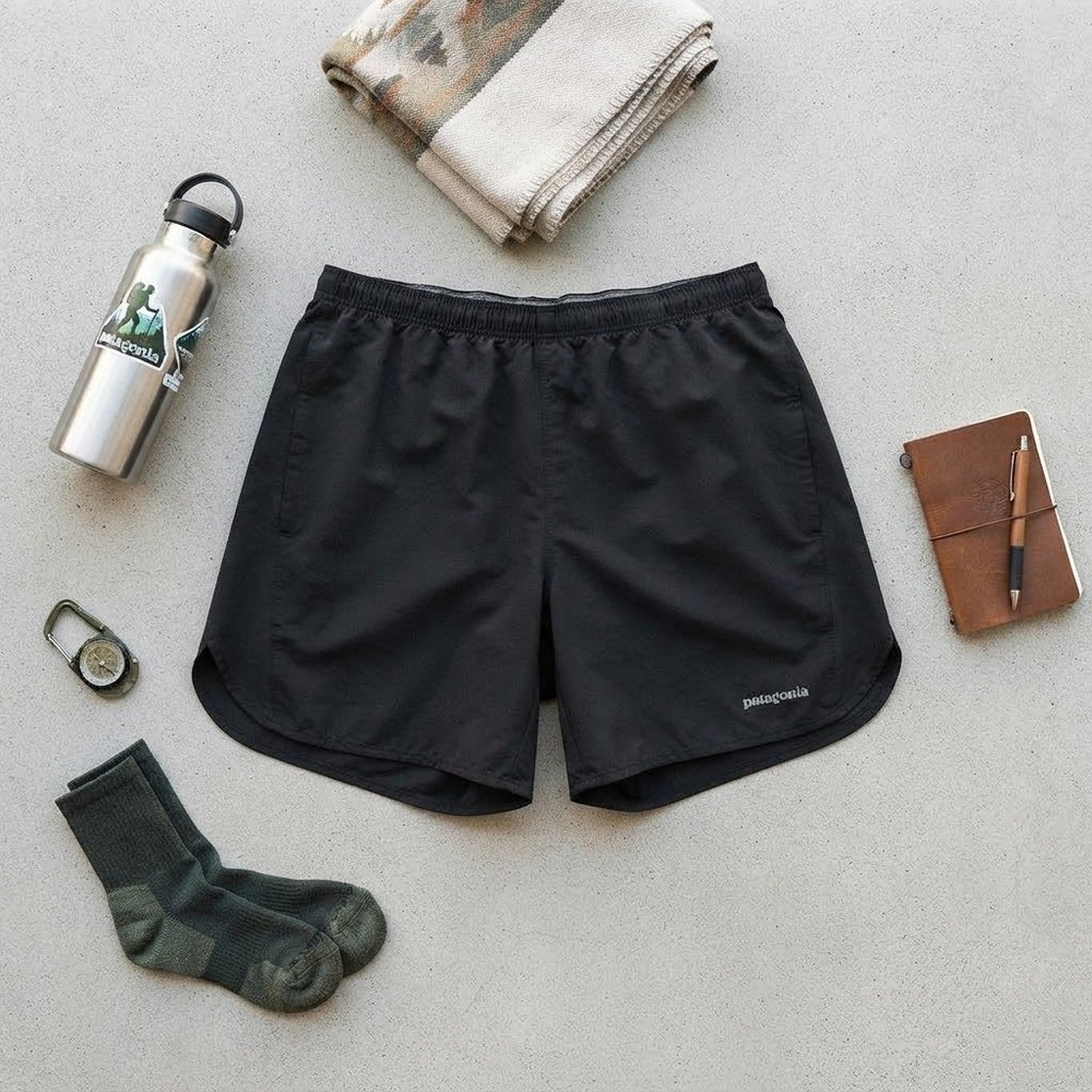 Patagonia Strider Running Shorts Mens Black 5 Inch Inseam Athletic Gym Trunks